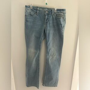 Harley Davidson Skull Jeans 12 low rise Boot cut Light Wash rhinestones